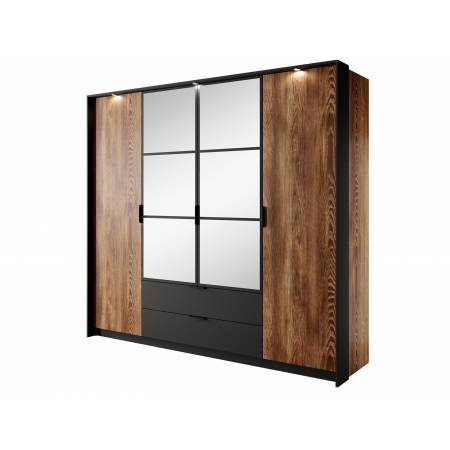 Szafa 220 cm w stylu LOFT 4-drzwiowa z lustrem  MONTI